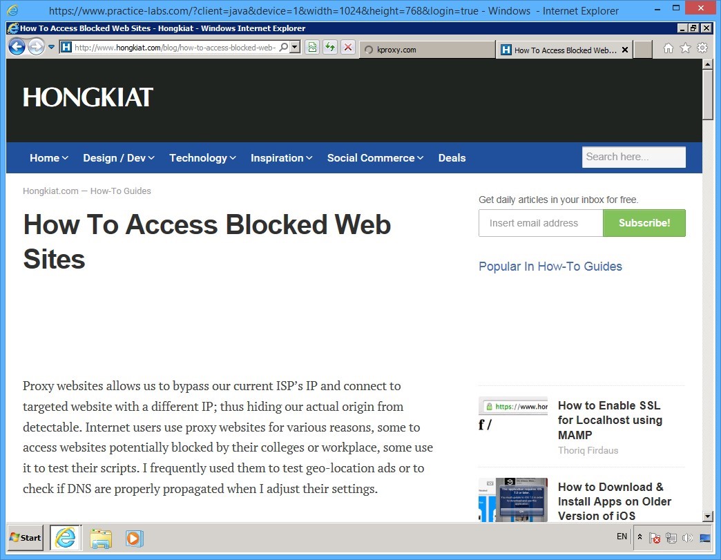 Practice Labs screenshot.